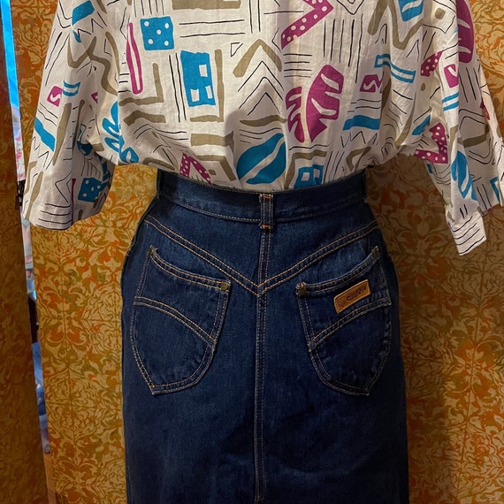 S Denim Skirt Vintage 1980s PS Gitano Denim High … - image 6