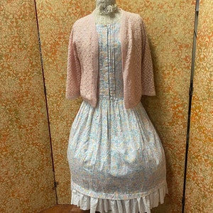 80s Pastel Floral Dress w Petticoat S/M image 9
