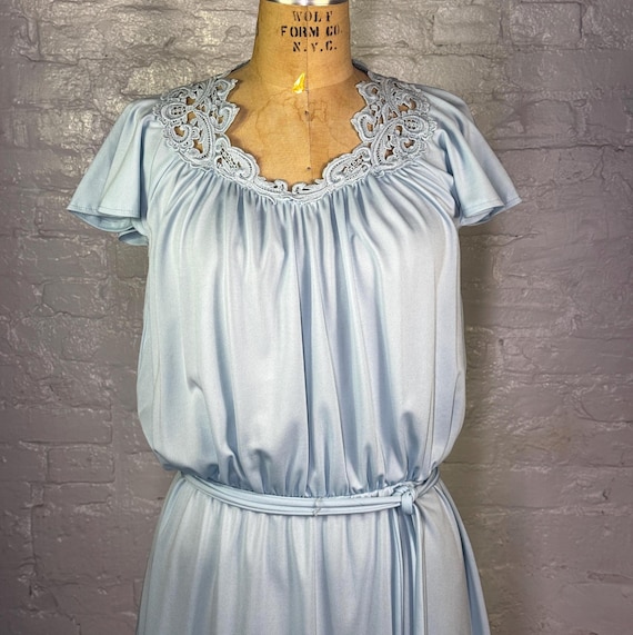 70s Light Blue Dress L Vicki Vaughn Juniors