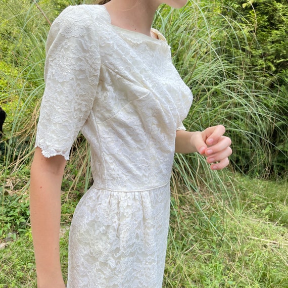 XS Vintage White Lace Dress - image 3