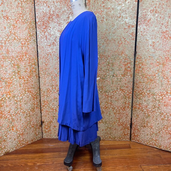 90s Electric Blue Ensemble L/XL Drop Waist Dress … - image 5