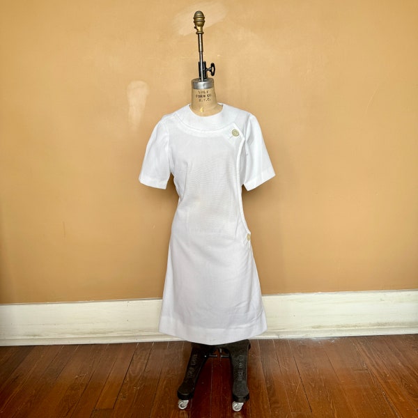 60s White Mod Dress XL 42”bust