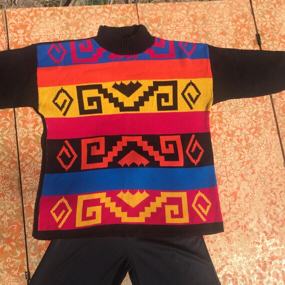 80s Vintage Sweater Colorblock Pullover 