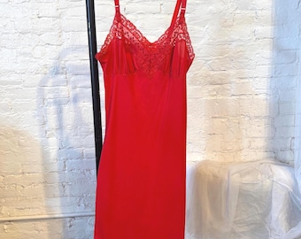 Vintage Red Nylon Slip M Lorraine