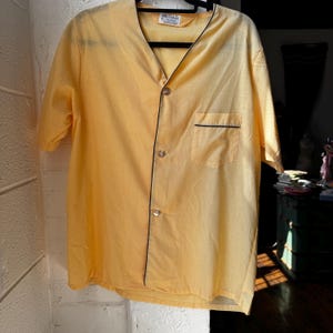 Vintage 60s Mens Mustard Yellow Pajama Top