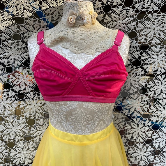 Vintage Hot Pink Bra 80s Cross Your Heart Bra 34B Dyed Bra Top 