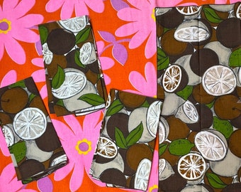 Servetter i vintage-stil med brunt citrusmönster, 4-pack