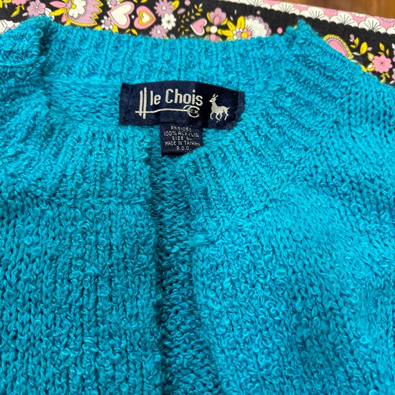 Turquoise Blue Cardigan M/L Sweater - image 3