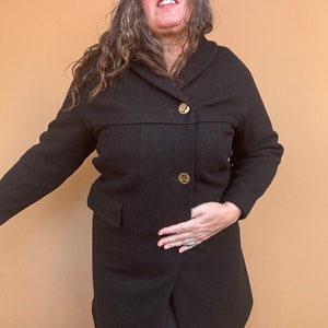 50s Vintage Black Wool Coat Queen Elizabeth II Coronation Coat