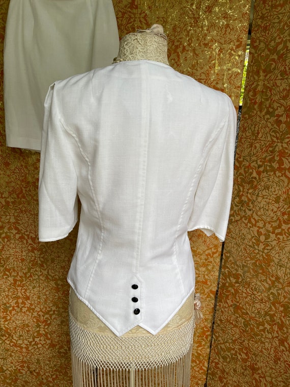 Vintage 90s White Linen Suit S Femme Fatale - image 4