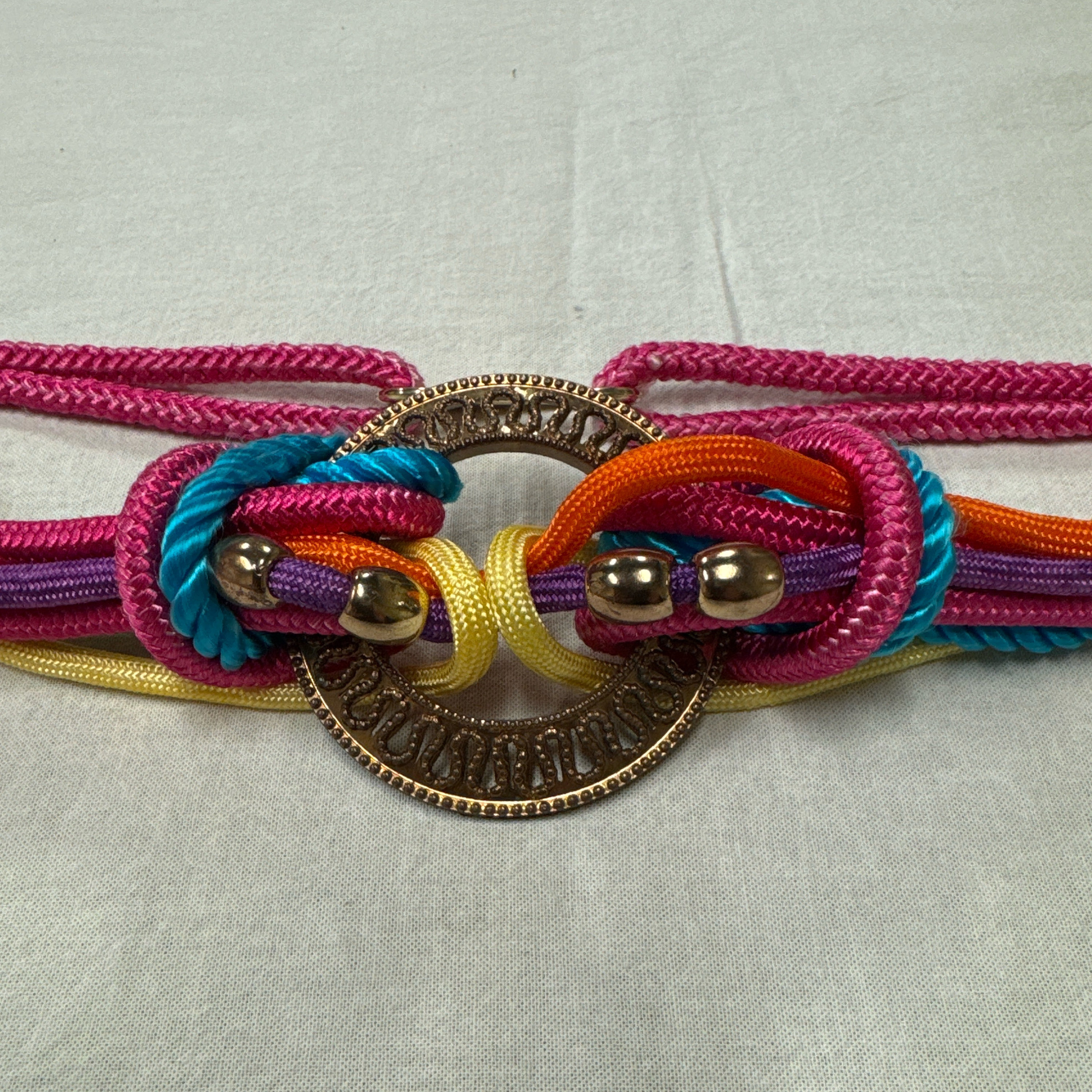 Vintage 80s Purple & Green Articulated Fish  Rope Belt ~ Up to 37” Vintage 80s Rope Belt 29-37 main image 4