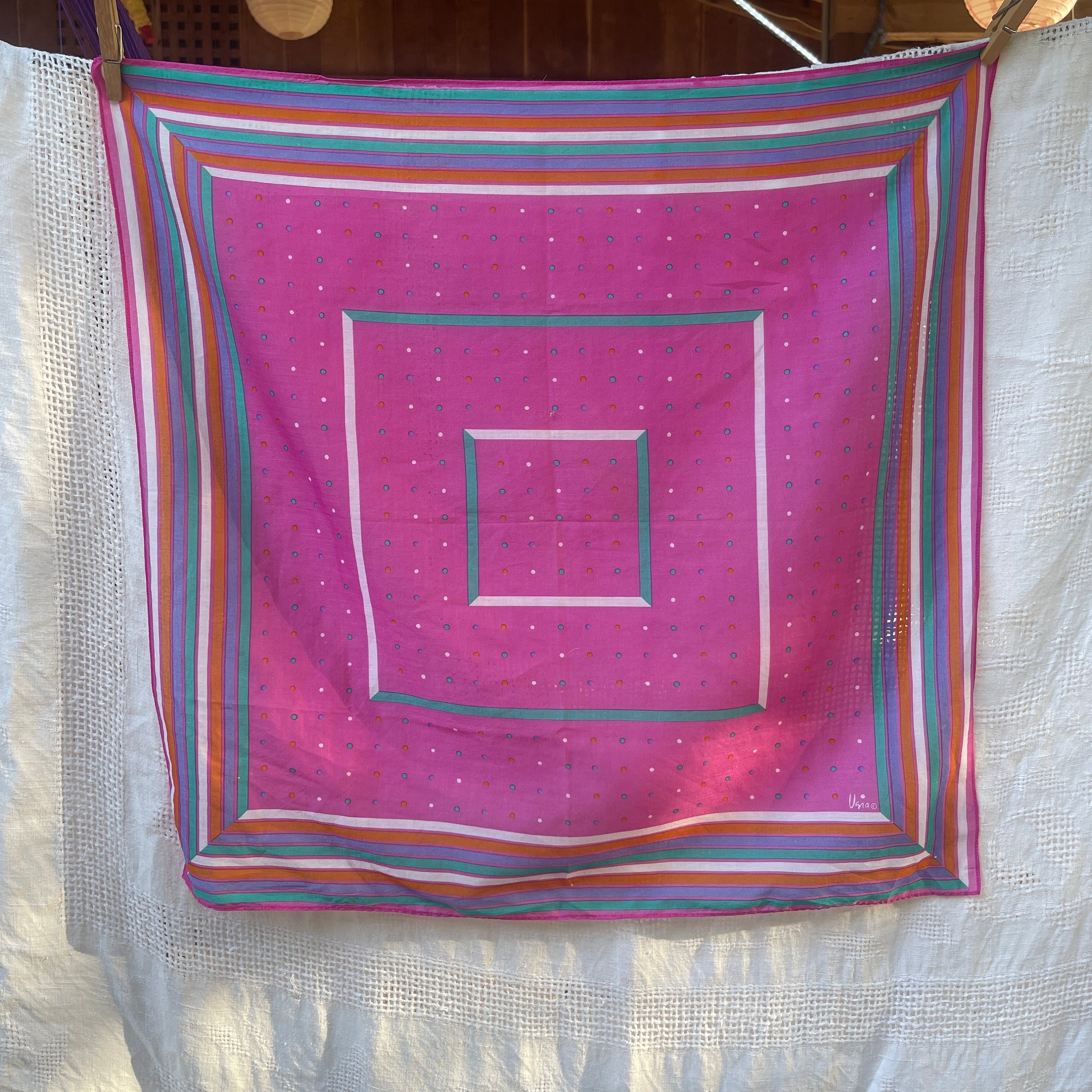 Vintage Vera Neumann Scarf Size 22x22 Vintage Vera Neumann Designer Silk Scarf sold at auction on  main image 3
