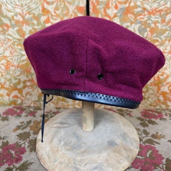 Red Beret 80s Vintage Military Beret L Dark Red Wool Gem