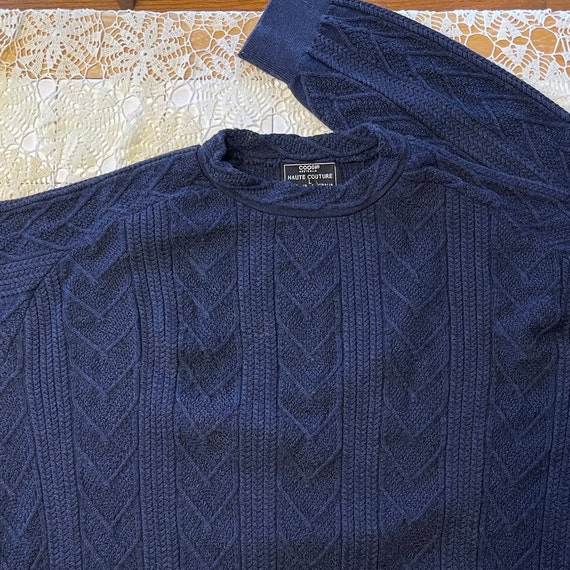 90s Vintage Coogi Sweater L 3D Knit Sweater Blue … - image 3