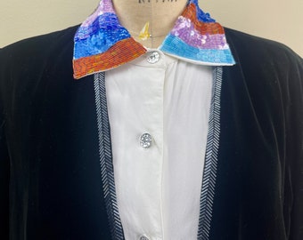 Vintage Black Velvet Beaded Jacket: Lloyd Williams Formal Wear