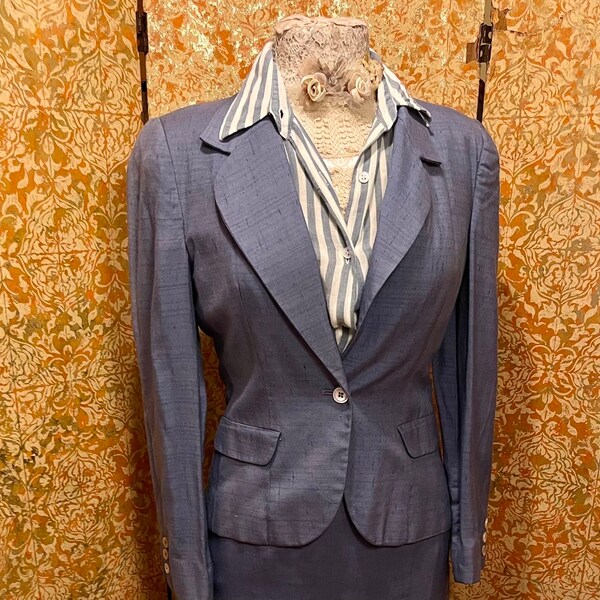 REPAIR REHAB Femme Fatale  Suit XS Vintage Blue Suit 80s does 40s