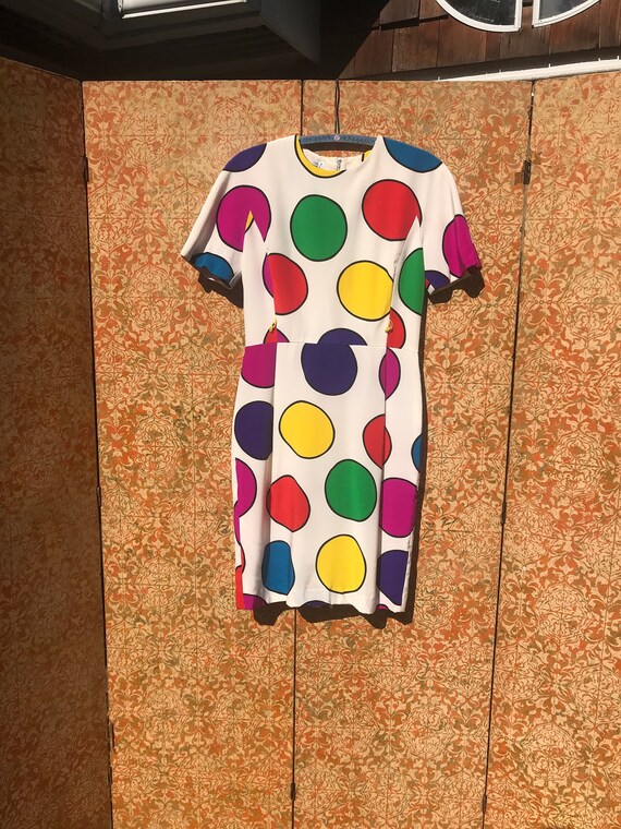 Vintage 80s Scaasi Dress Silk Dress Polka Dot Dres