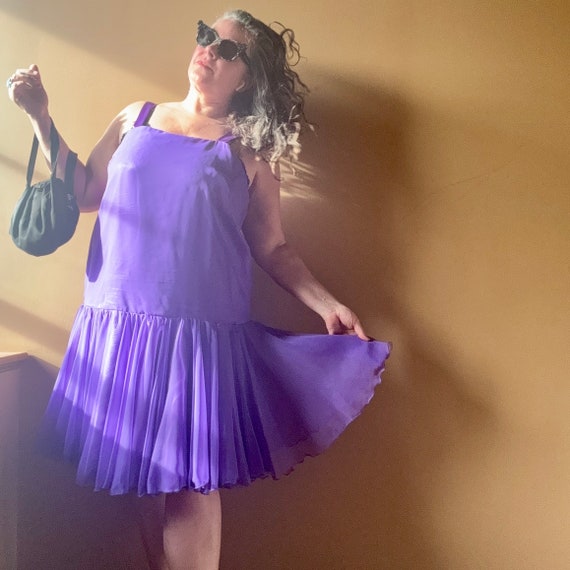 80s Vintage Purple Drop Waist Party Dress 2x Etsy Canada
