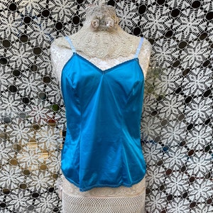 Hand Dyed Vintage Turquoise Blue Camisole L  Vanity Fair 38