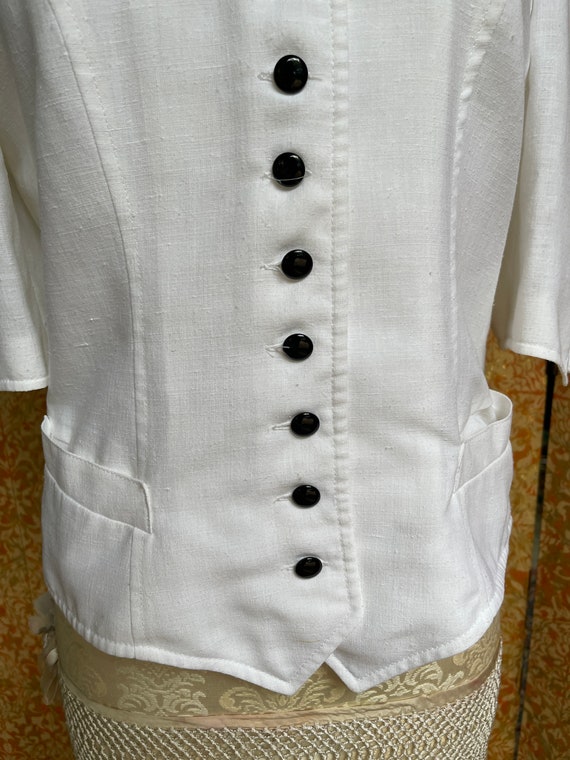 Vintage 90s White Linen Suit S Femme Fatale - image 6