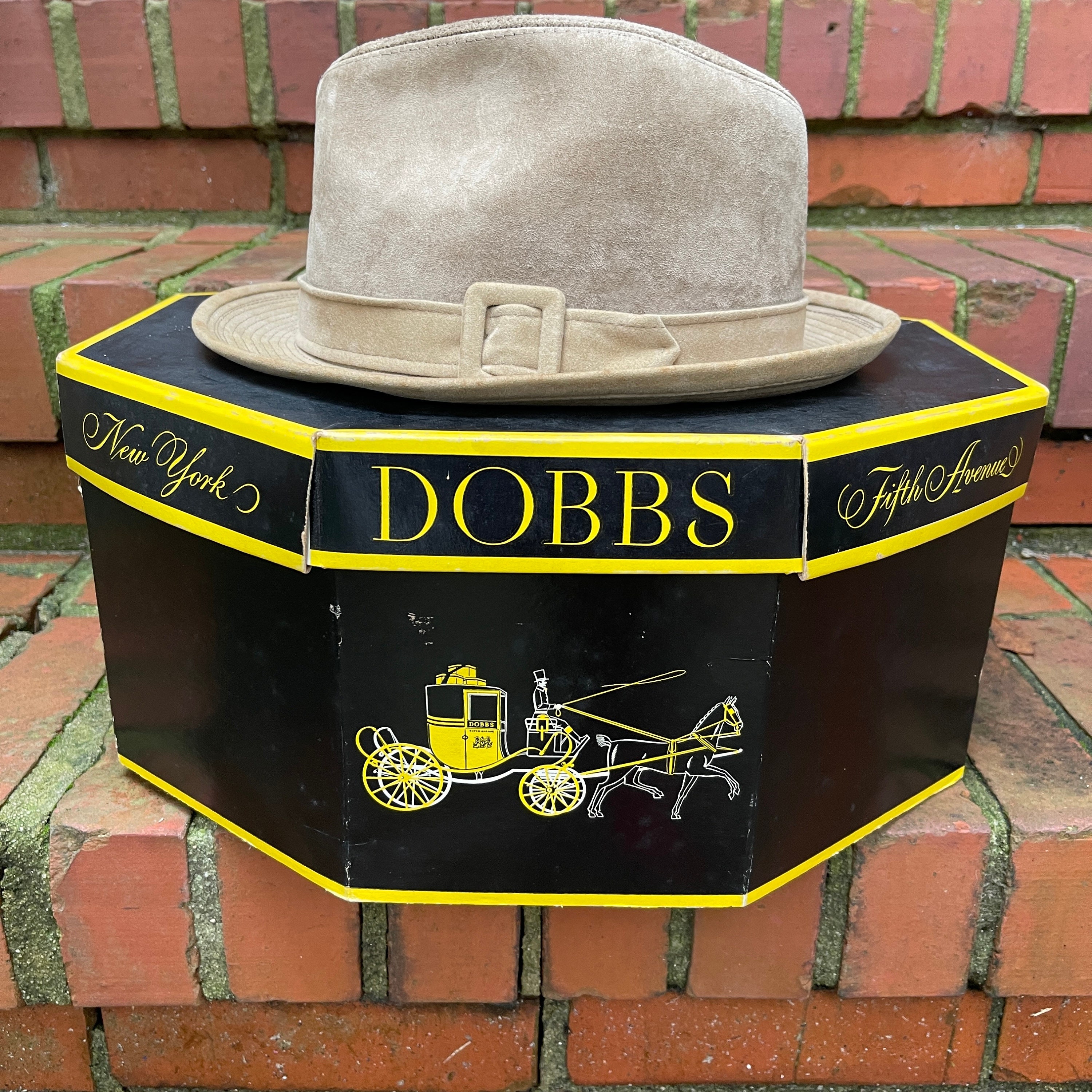 Vintage DOBBS Hat Box 5th Ave NYC Early 1900s Cardboard Octagon