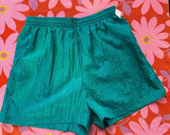 80s Vintage Turquoise Running Shorts M/L 1980s The Body Co