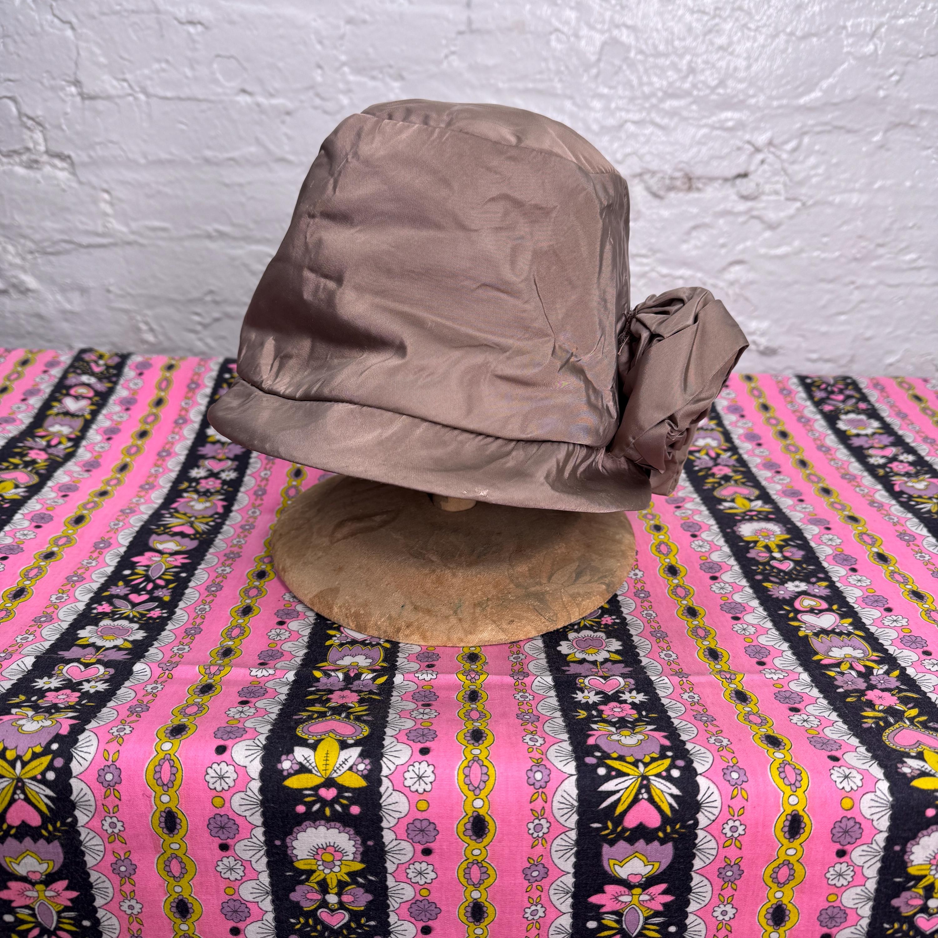50s Vintage Cloche Hat Brown Bucket Hat W Flower - Etsy