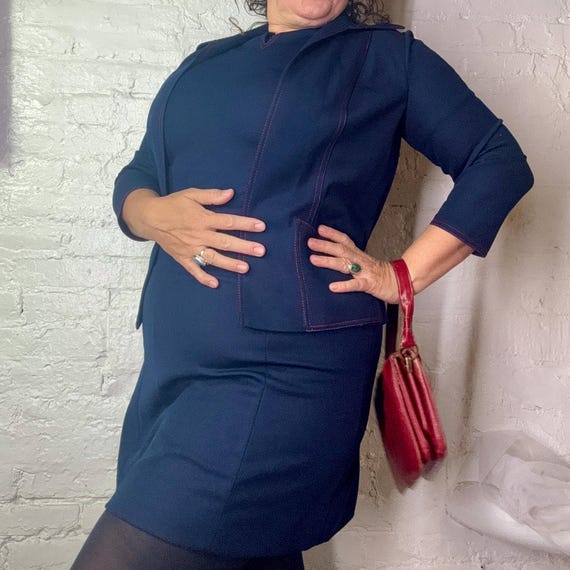 70s Navy Blue Dress & Blazer L/XL Amy Adams Knits 3 PC SET 70s Navy Blue Dress & Blazer L/XL Amy Adams Knits 3 PC SET