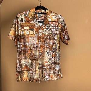 Vintage 70er Jahre T-Shirt mit braunem Aufdruck