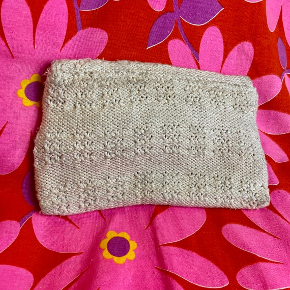 70s Vintage Crocheted Clutch White Knit Envelope … - image 2