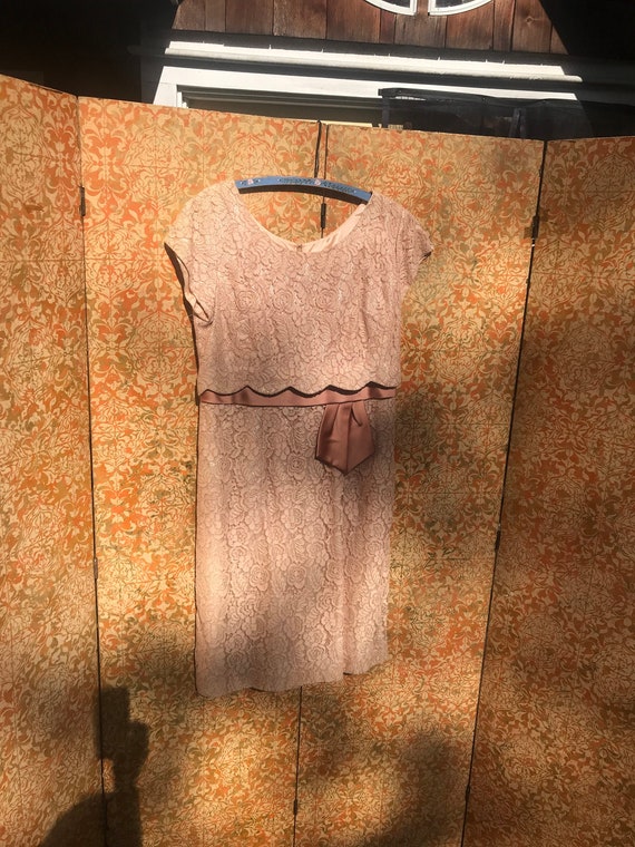 60s Vintage Dress Renmor Pale Pink Lace Dress 1960