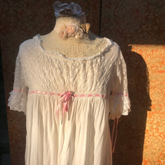 Antique Cotton Batiste Nightgown M White Lace Bodice Ruffled - Etsy  Singapore