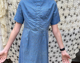 60s Vintage Girls Dress L Blue Floral Dress 1960s Mini Dress 10-12