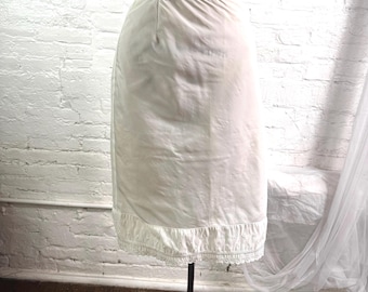 Gonna a sottoveste bianca vintage anni '60 con cerniera XS mezza sottoveste 26w