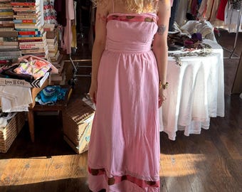 Vintage Pink Raw Silk Dress S/M