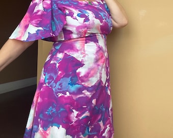 Y2k Party Dress L Watercolor Floral