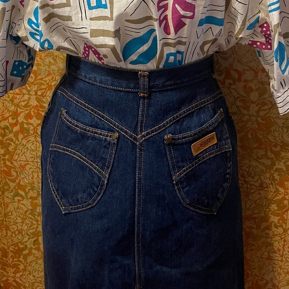 S Denim Skirt Vintage 1980s PS Gitano Denim High … - image 3