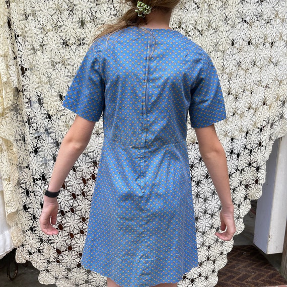 60s Vintage Girls Dress L Blue Floral Dress 1960s… - image 2