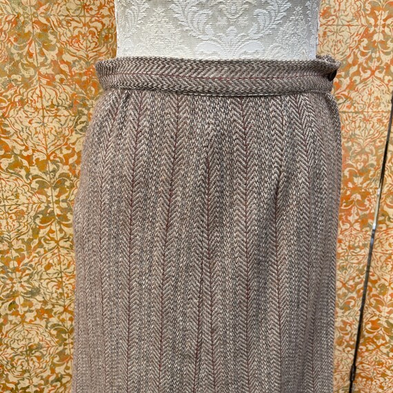 Vintage Brown Herringbone Tweed Skirt S - image 4