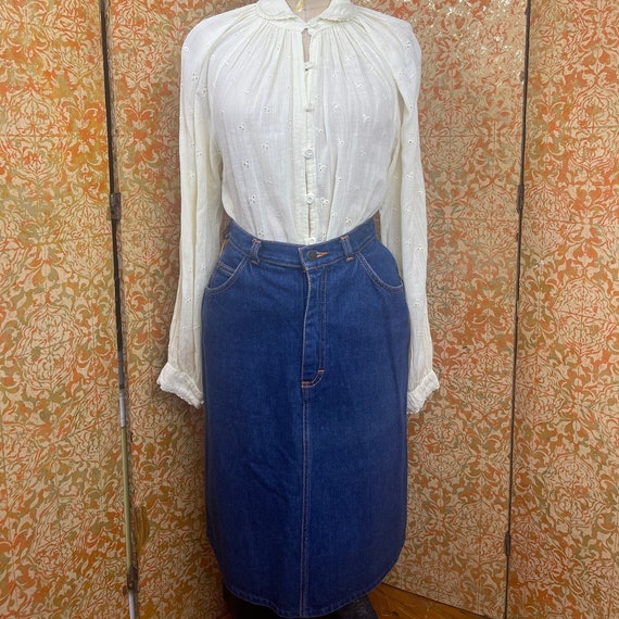 S Denim Skirt Vintage 1980s PS Gitano Denim High … - image 1