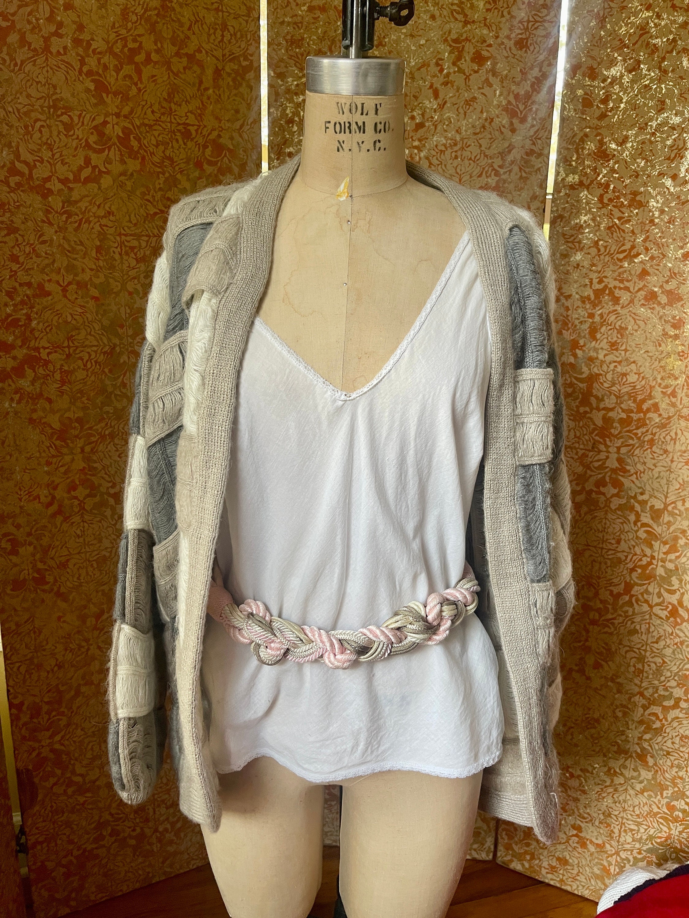 1980s Pink & Gray Rope Belt Carolyn Tanner - Etsy