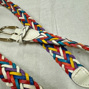 70s Vintage Rainbow Woven Leather Belt ML Capezio - Etsy display picture 2