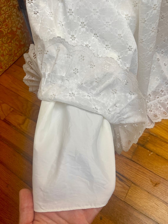 XXS White Lace Prom Dress 1970s Eyelet Gown - image 6