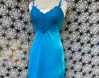 Blue Tie Dyed Slip Dresses Turquoise Blue Nylon Slip