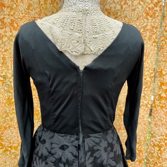 50s Vintage Black Cocktail Style Dress P Black Br… - image 8