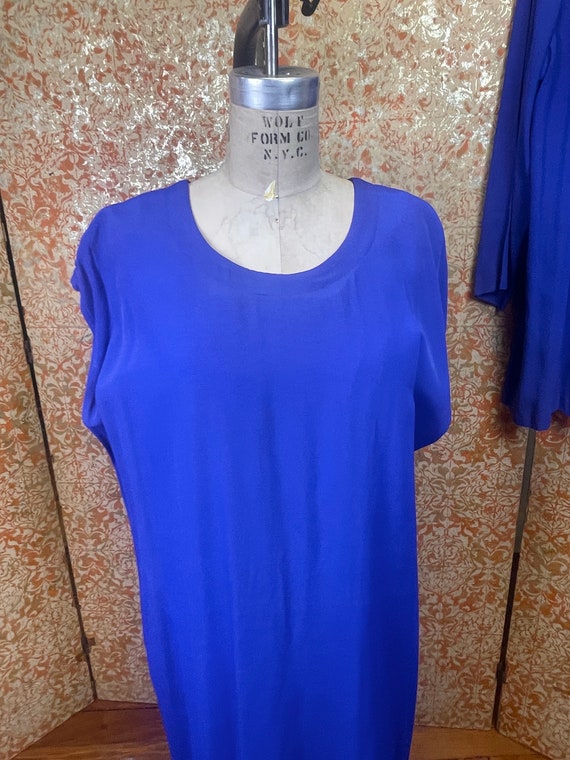 90s Electric Blue Ensemble L/XL Drop Waist Dress … - image 8