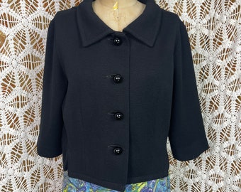 Vintage Black Wool Short Jacket M/L Kimberly