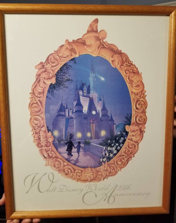 Vintage Disney World 25th Anniversary Framed Print 1997 Limited 