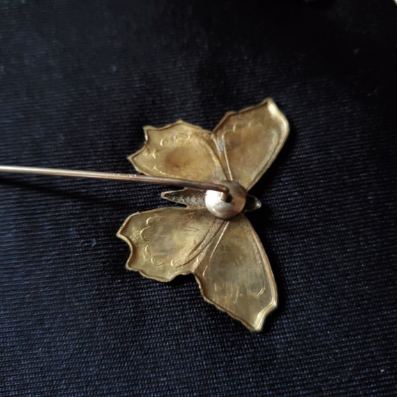 Antique Butterfly Hatpin 12K Gold Hatpin Vintage … - image 7