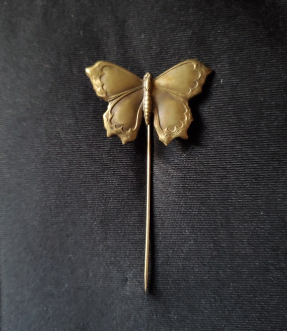 Antique Butterfly Hatpin 12K Gold Hatpin Vintage … - image 1